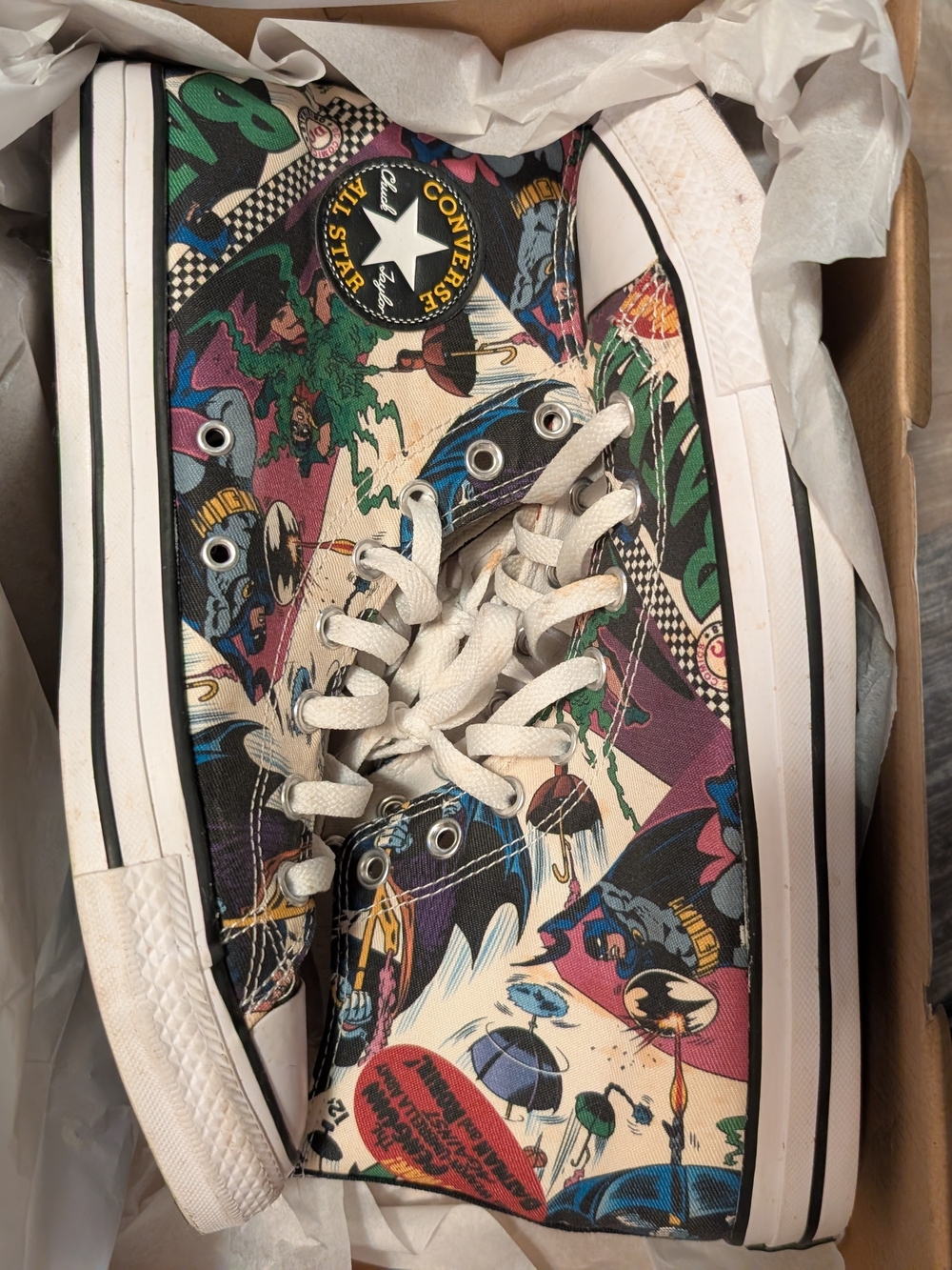 Converse High Top Comic Print Sneakers - Black, White, Green, Purple